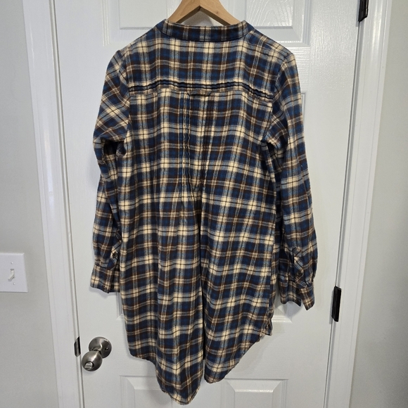 Wrangler Wrancher Women's Plaid Flannel Babydoll Pullover Button V-Neck - Picture 9 of 13
